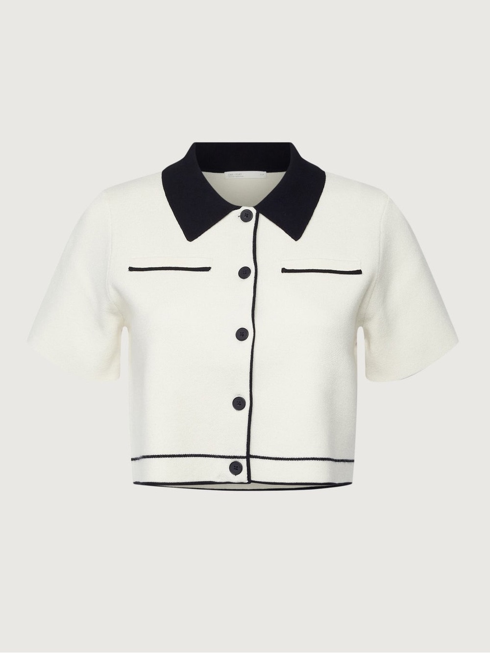 Oak + Fort Cropped Knit Contrast Trim Top